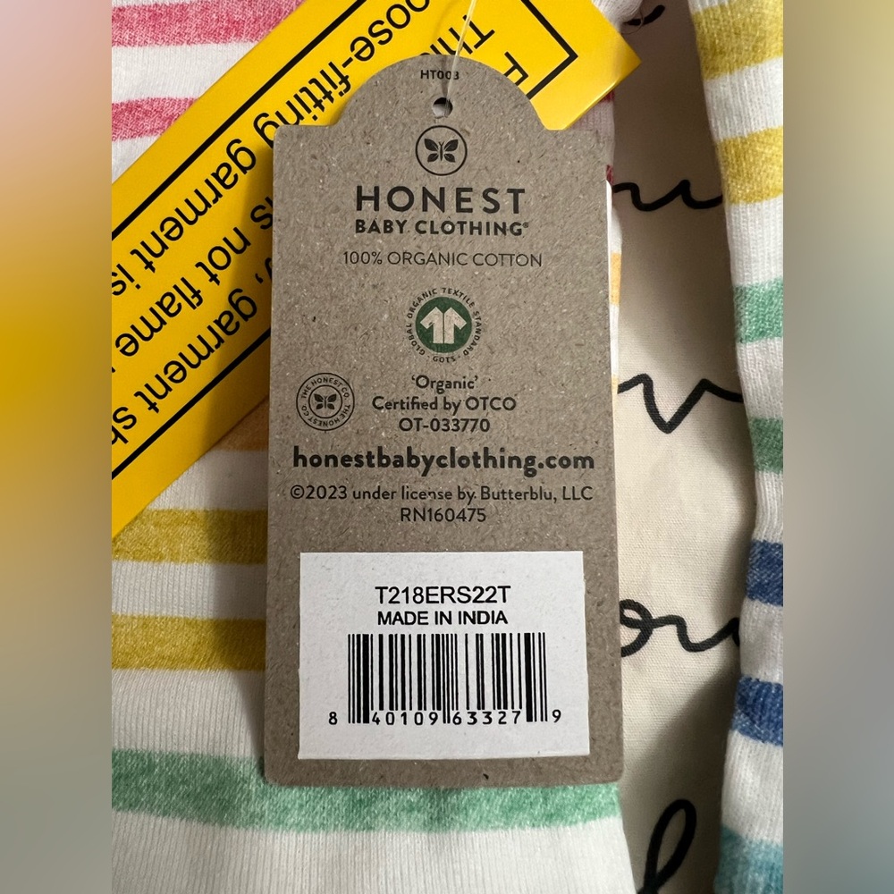 NWT Honest pajamas size 2T - Picture 2 of 3